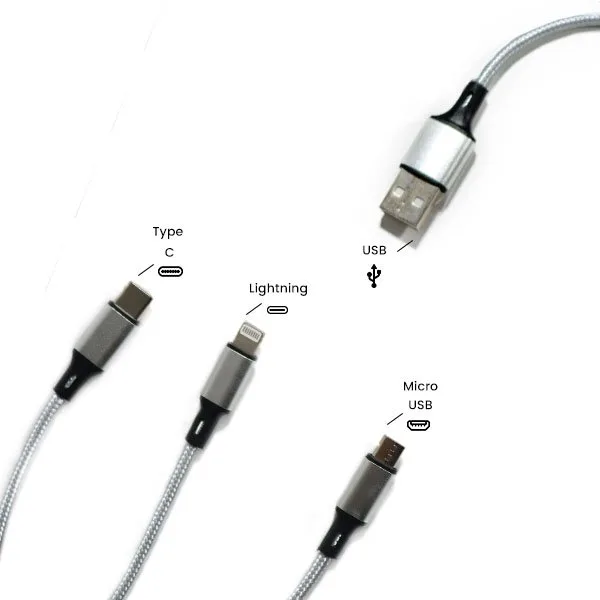 Cable USB  3 en 1 -  Type C /  Micro Usb /  Lightning 125 cm 2.8A - image 3