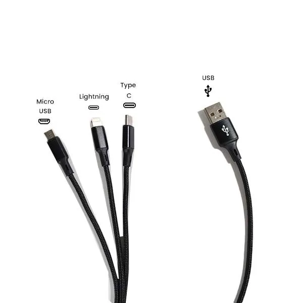 Cable USB  3 en 1 -  Type C /  Micro Usb /  Lightning 125 cm 2.8A - image 4