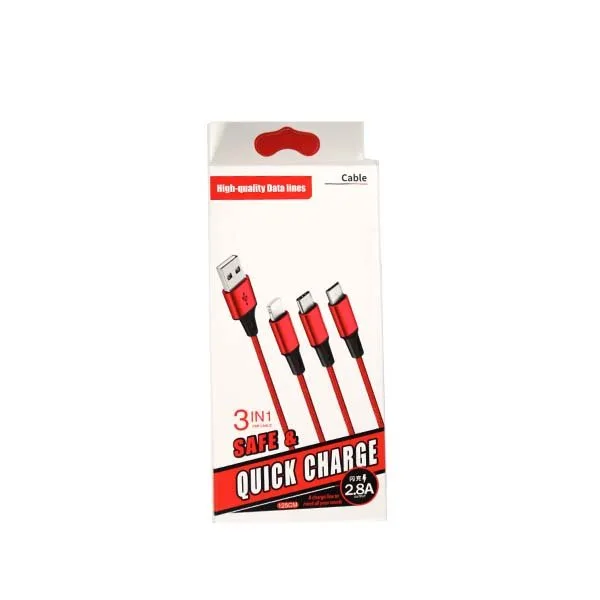 Cable USB  3 en 1 -  Type C /  Micro Usb /  Lightning 125 cm 2.8A - image 5