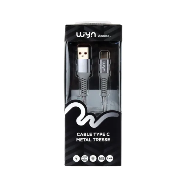 Câble de Charge renforcé TYPE-A vers TYPE-C 1m (1pc) - WYN Access - image 3