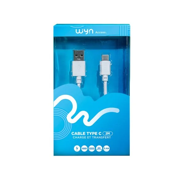 Câble de Charge TYPE-A vers TYPE-C 2m (1pc) - WYN Access - image 3
