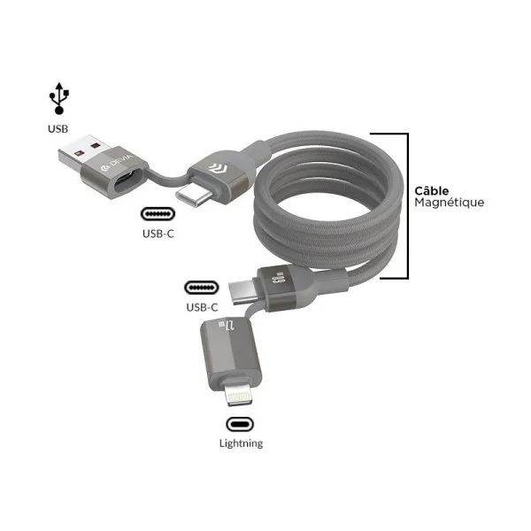 Câble de Charge Multi Fonction Magnétique 4 in 1 Ultra 2 (1pc) - DEVIA - image 2
