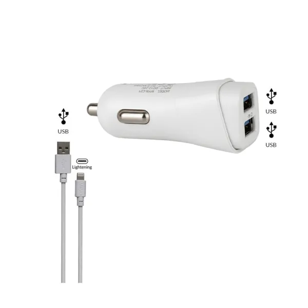 Chargeur voiture rapide double USB avec câble lightning - WYN Access - image 2