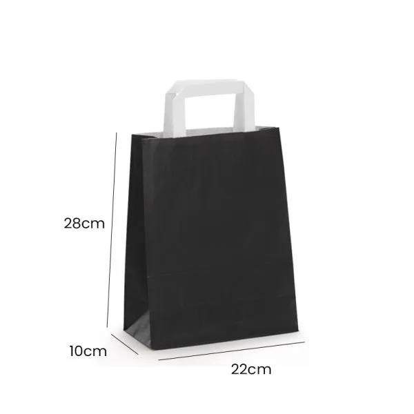Sac Kraft Poignées Blanches et Plates 22x28x10 (25pcs) - image 3