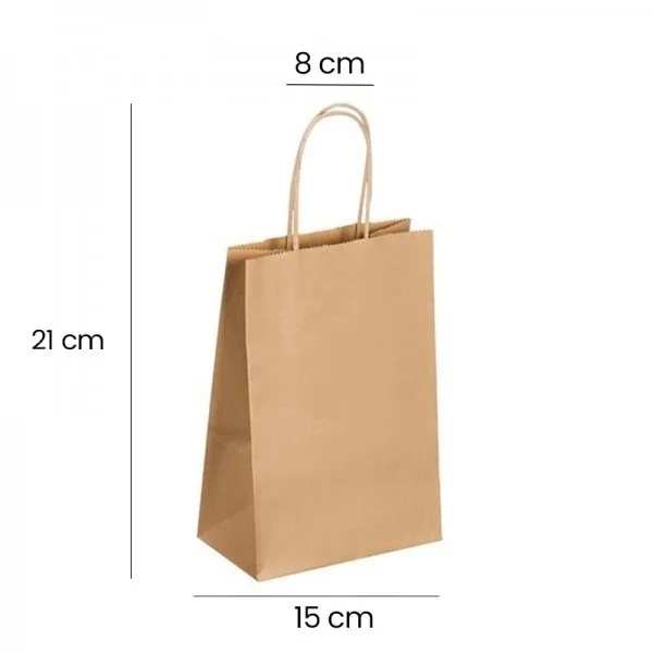 Sac Kraft poignées Torsadés Brun 15x8x21 (50pcs) S - image 3