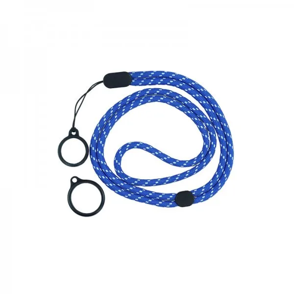 Lanière Réglable Round Avec 2 Anneaux Silicone Blue + White (1pc)