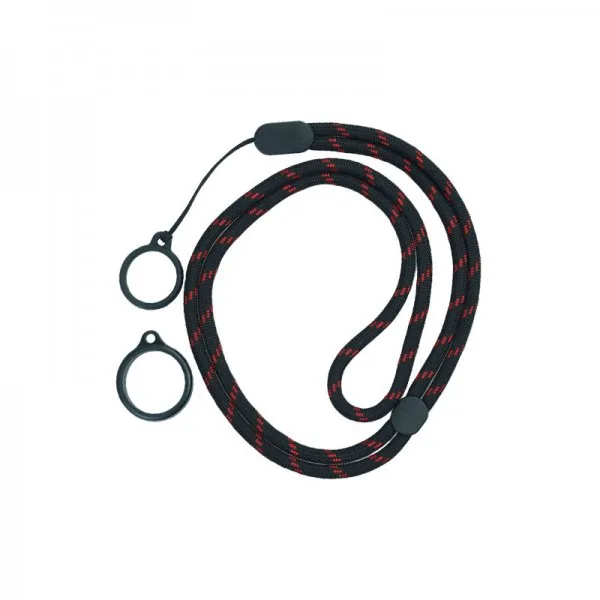 Lanière Réglable Round Avec 2 Anneaux Silicone Black + Red (1pc)