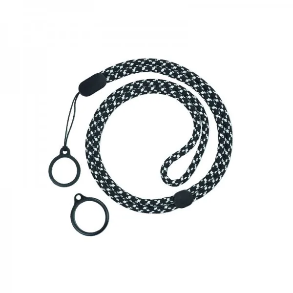 Lanière Réglable Round Avec 2 Anneaux Silicone Black + White (1pc)