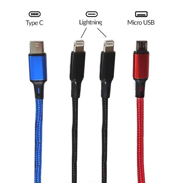 Cable USB 4 en 1 - 2 Lightning / 1 Micro Usb / 1 Type C 125cm 2.8A - image 3