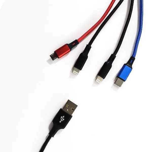 Cable USB 4 en 1 - 2 Lightning / 1 Micro Usb / 1 Type C 125cm 2.8A - image 4