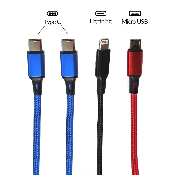 Cable USB  4 en 1 - 2 Type C / 1 Micro Usb / 1 Lightning 125 cm 2.8A - image 3