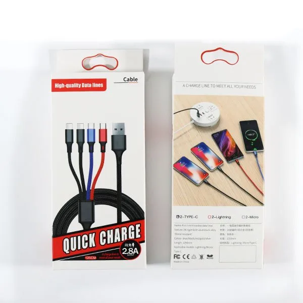 Cable USB  4 en 1 - 2 Type C / 1 Micro Usb / 1 Lightning 125 cm 2.8A - image 4