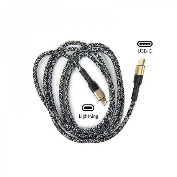 Câble Noir Embout Doré 20W Type-C Lightning - image 2
