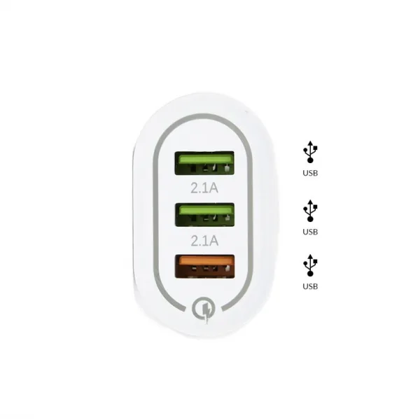 Adaptateur Secteur/USB 3 port 2,1A 5V Fast Charge 3.0 - BK373 (Blanc) - image 2