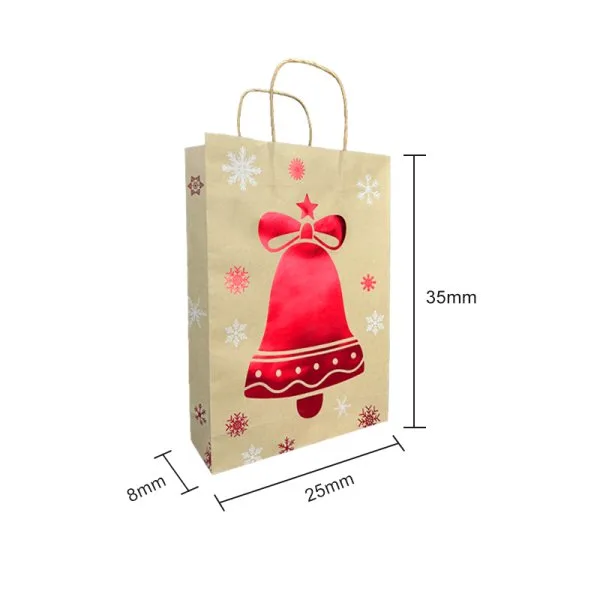 Sac Kraft Christmas Bells 25x35x8cm (10pcs) - image 2
