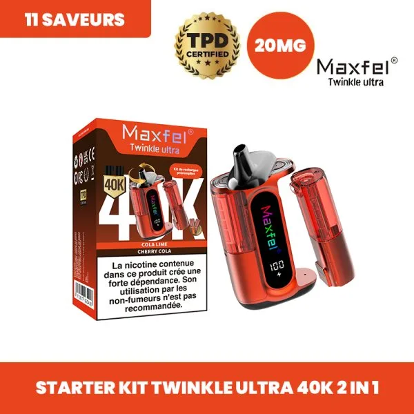 Starter Kit Twinkle Ultra 40K 2 in 1 1200mAh 2% - Maxfel - image 3