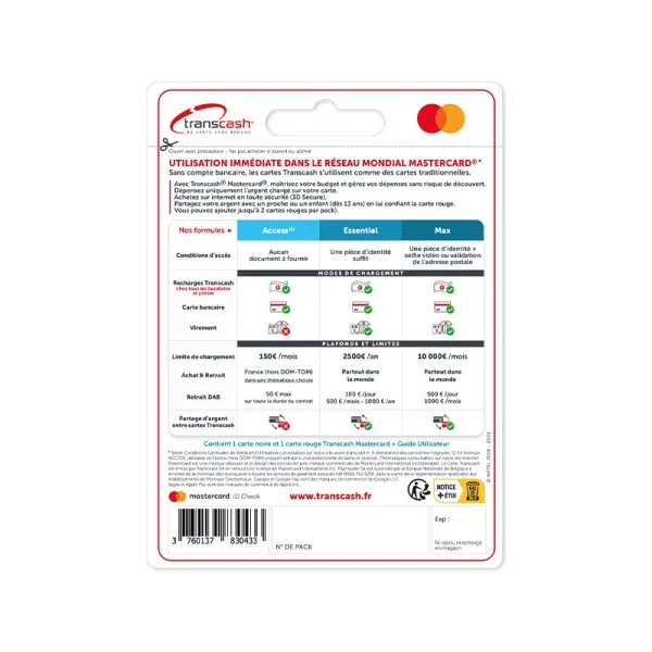 2 Cartes de Paiement Prépayées Rechargeables - Transcash - image 3