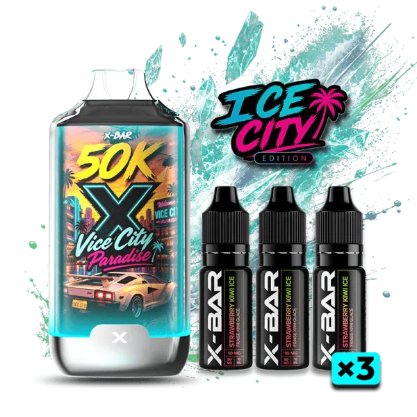 Ice City 50K + 3 E-liquides 850mAh 20ml / 20mg - X-Bar - image 9
