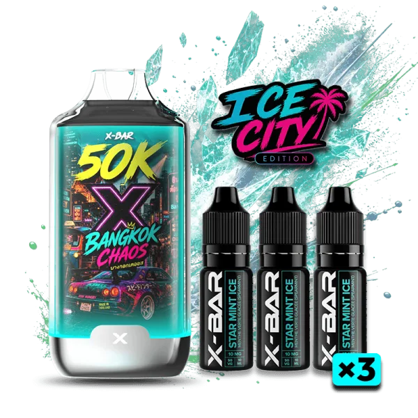 Ice City 50K + 3 E-liquides 850mAh 20ml / 20mg - X-Bar - image 10