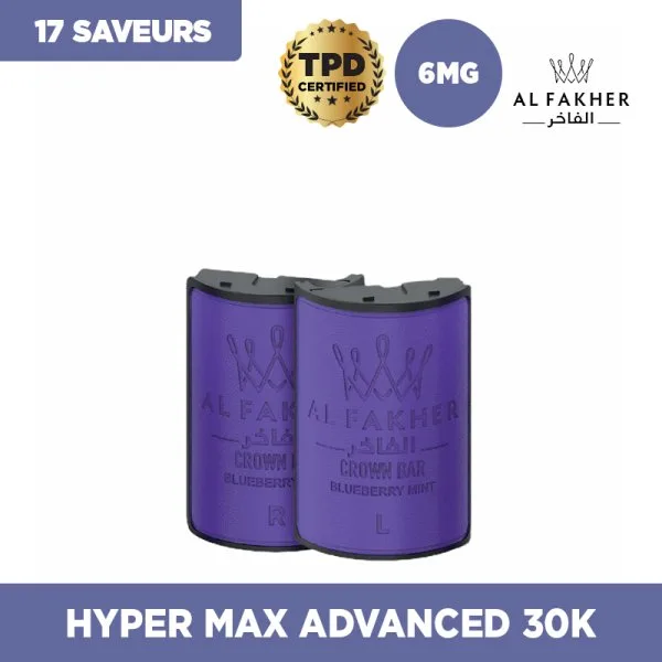 Cartouches Pré-remplies Hyper Max Advanced 30k 6mg 10+10ml (2pcs) - Crown Bar by Al Fakher - image 40